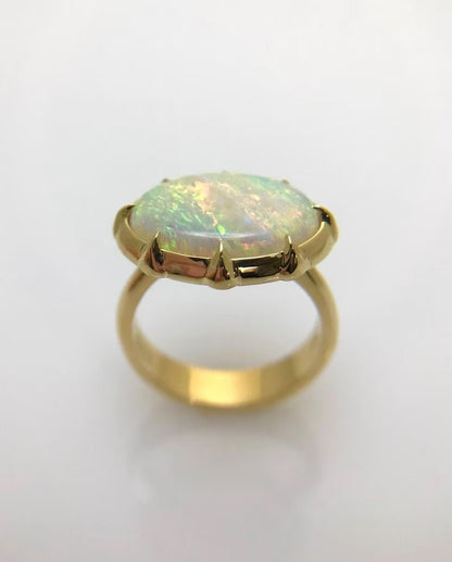 Nūr White Opal Gold-Plated Ring