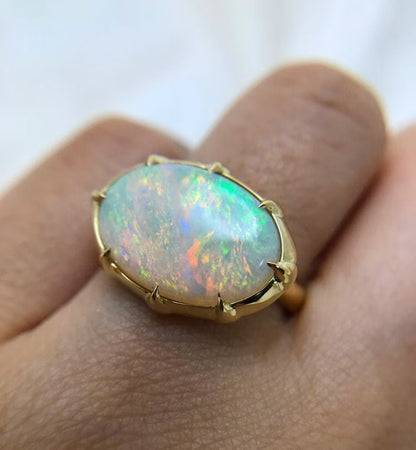 Nūr White Opal Gold-Plated Ring