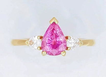 Natural Pink Sapphire 4.50 Carat Ring 14k Yellow Gold Handmade Ring Christmas Gift Anniversary Ring