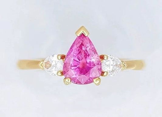 Natural Pink Sapphire 4.50 Carat Ring 14k Yellow Gold Handmade Ring Christmas Gift Anniversary Ring