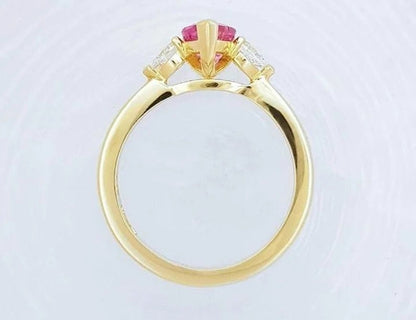 Natural Pink Sapphire 4.50 Carat Ring 14k Yellow Gold Handmade Ring Christmas Gift Anniversary Ring