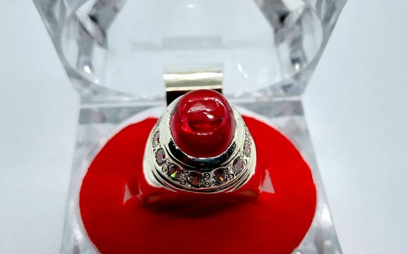 Beautiful Ruby Ring, Yaqoot Ring, Handmade 925 Sterling Silver Men's Ring