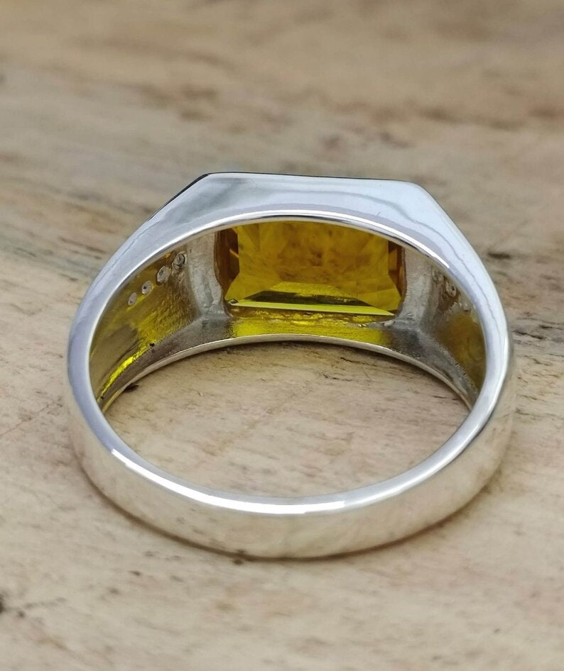 Natural Yellow Sapphire 6.25 carat ring, 925 Sterling Silver, Handmade ring for Men And Women Christmas Gift.