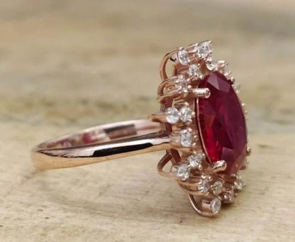 Qalb Red Ruby Gold-Plated Ring