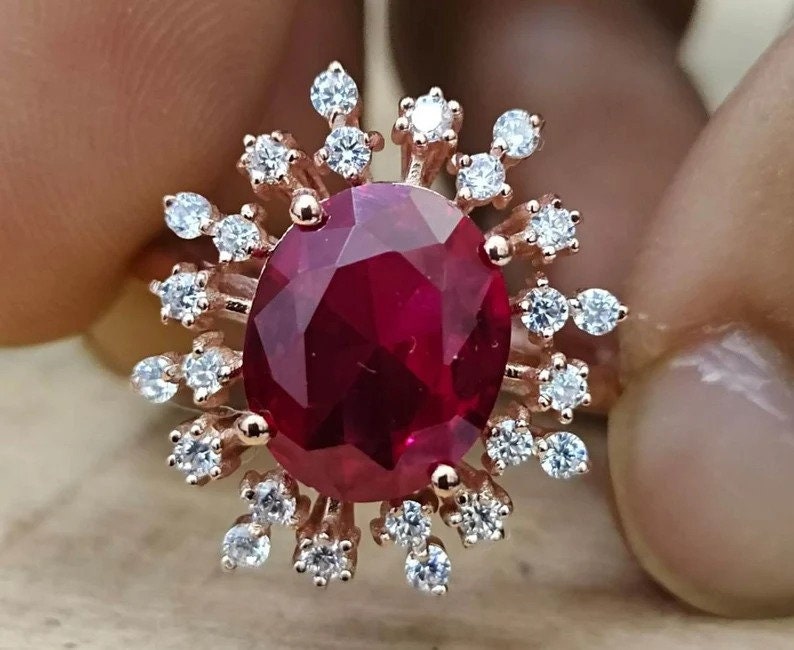 Qalb Red Ruby Gold-Plated Ring