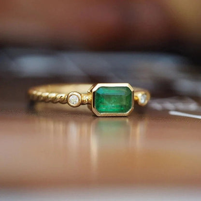 Natural Emerald 4.25 Carat Ring, 14k Yellow Gold, Handmade Ring For Men And Woman, Christmas Gift.