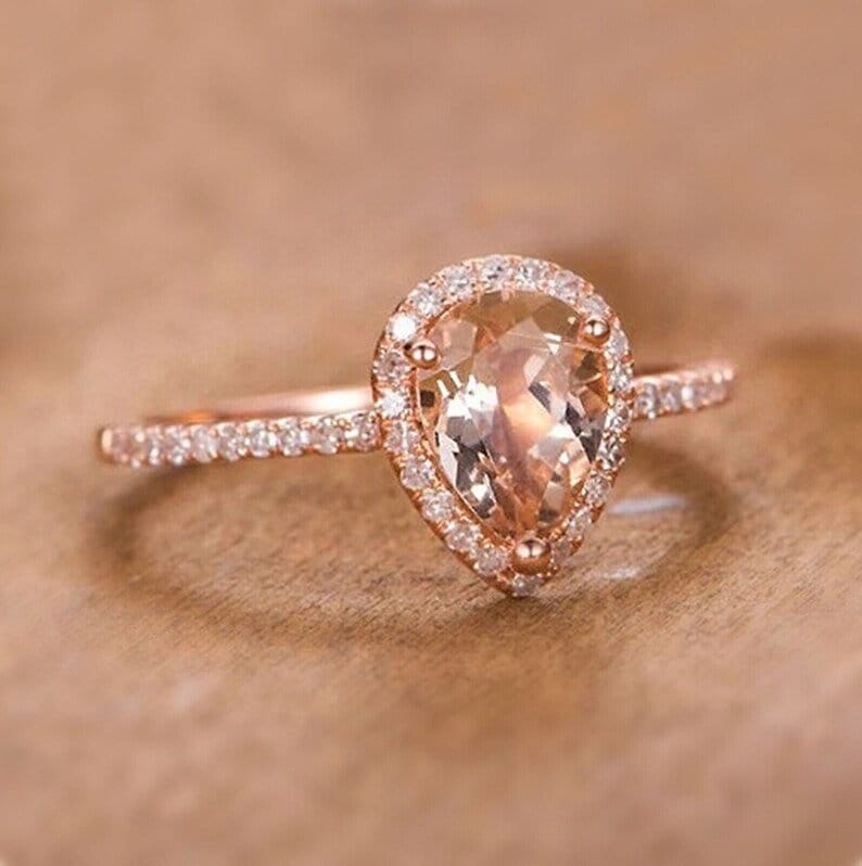 Natural Morganite 4.25 carat ring, 14k Rose Gold Ring Handmade ring for Her, Christmas Gift, Anniversary Ring