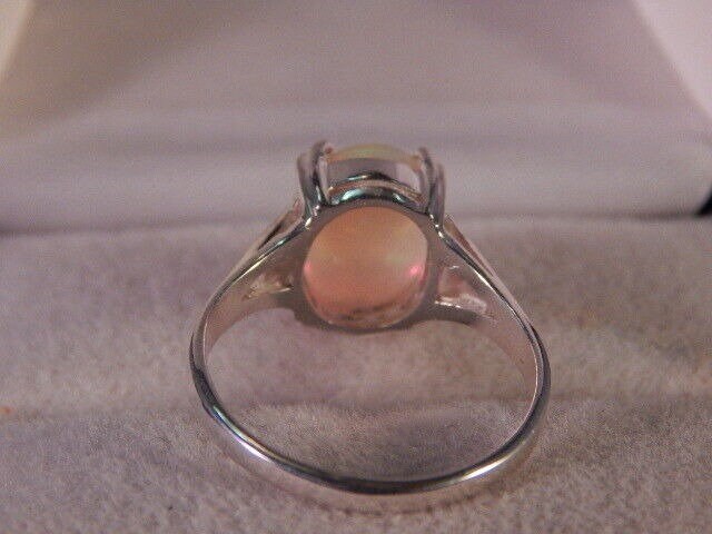 Natural 2.63 Ct. Oval Cabochon Opal Sterling Silver Ring October's Birthstone Ring