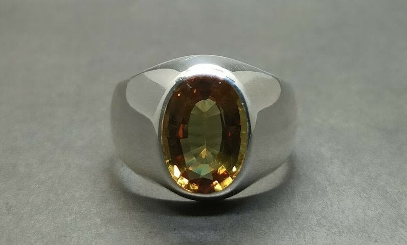 Natural Certified 7.25 Carat Alexandrite Gemstone 925 Sterling Silver Handmade Vintage Men's Rings