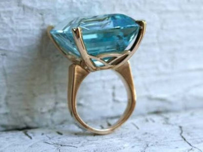 Natural Aquamarine Ring - Silver Statement Ring- Aqua Gemstone Silver Ring- Green Aquamarine Silver Ring- Wedding Silver Ring