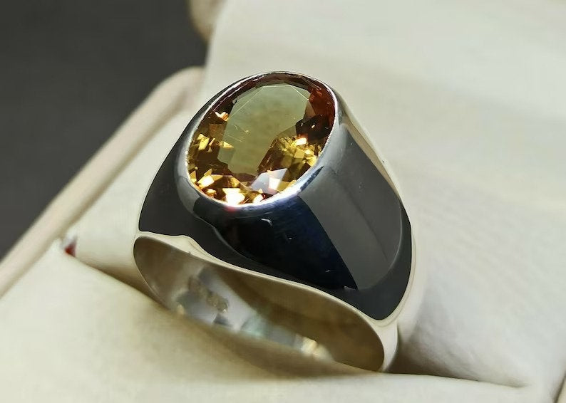 Natural Certified 7.25 Carat Alexandrite Gemstone 925 Sterling Silver Handmade Vintage Men's Rings