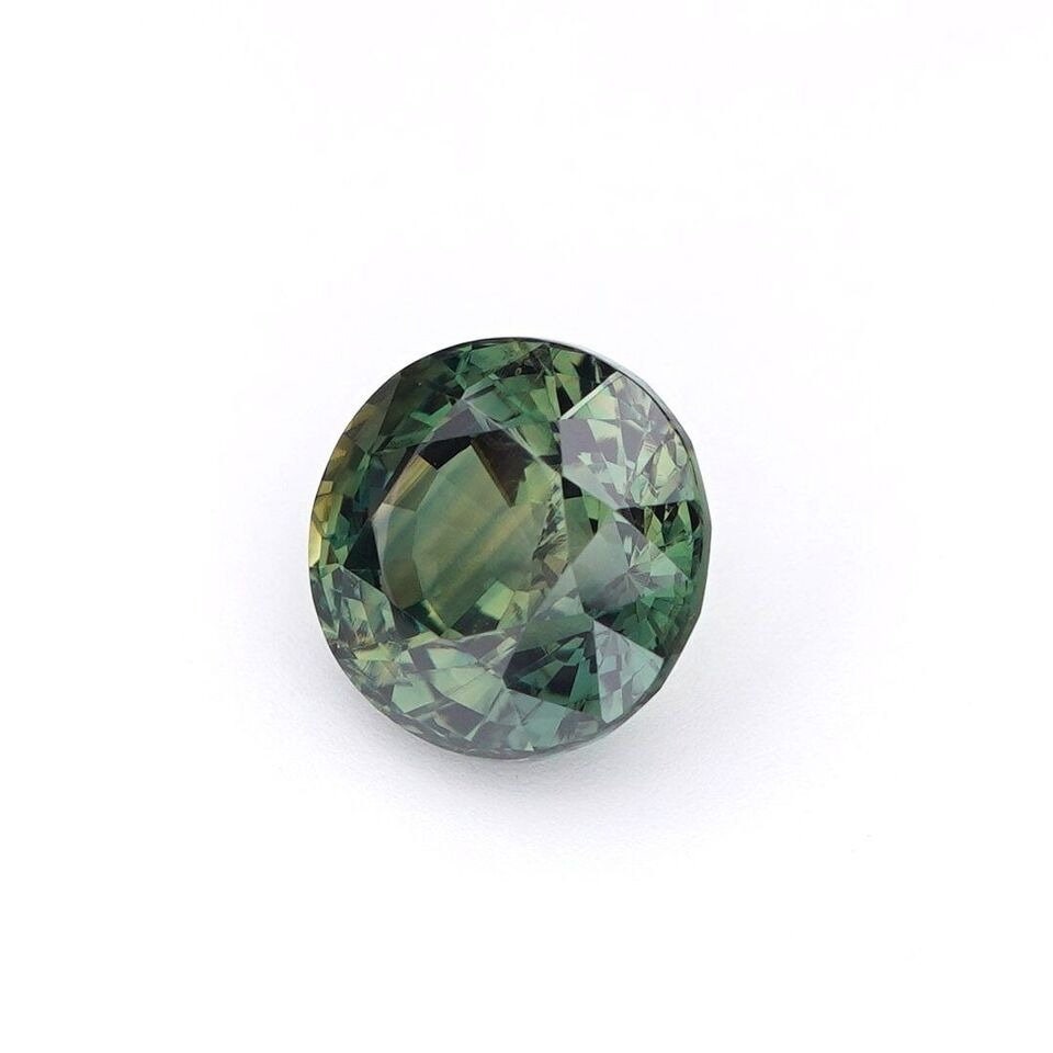 IGI Certified 2.25ct Earth Mined Natural 7mm Round Green Sapphire Loose Gemstone For Ring Pendant