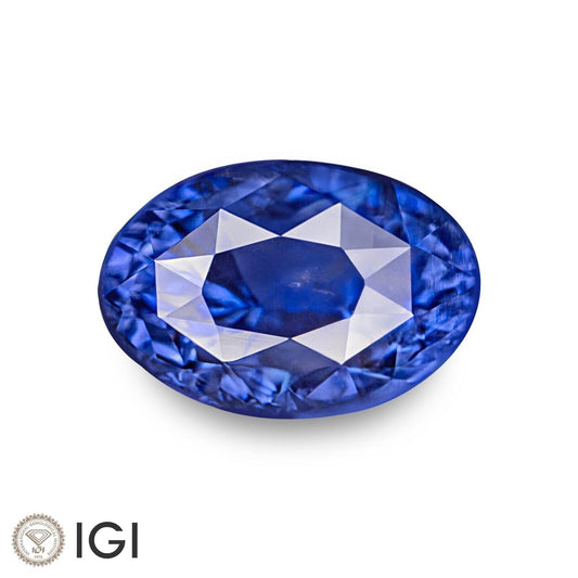 IGI Certified CEYLON Blue Sapphire 3.02 Ct. Natural Untreated CORNFLOWER Blue Sapphire Anniversary Gift