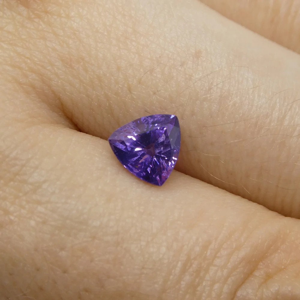 IGI Certified 1.44ct Trillion Purple Sapphire from East Africa, Unheated Anniversary Gift For Love