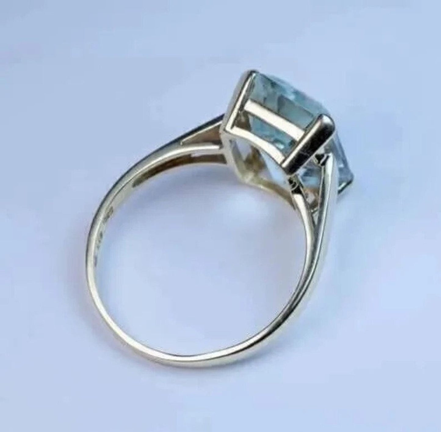 925 Sterling Silver Natural Certified Emerald Cut Aquamarine Ring Engagement Ring ,Promise Ring WeddingAstrology Ring