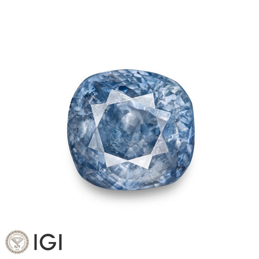 IGI Certified Ceylon Blue Sapphire 3.25 Ct. Natural Untreated SQUARE Cushion Mixed Cut