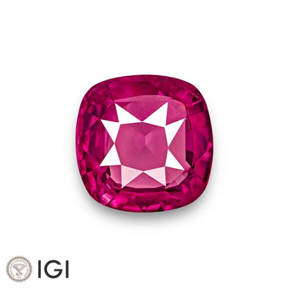 IGI Certified MOZAMBIQUE Ruby 4.01 Ct. Natural Untreated CUSHION Eye-Clean Rare Anniversary Gift