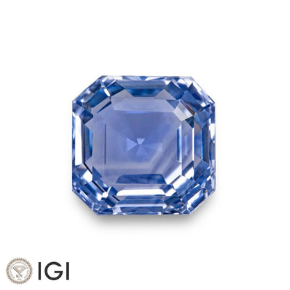 IGI Certified BURMA Blue Sapphire 8.23 Ct. Natural Unheated CLEAN Square Octagon Cut Anniversary Gift