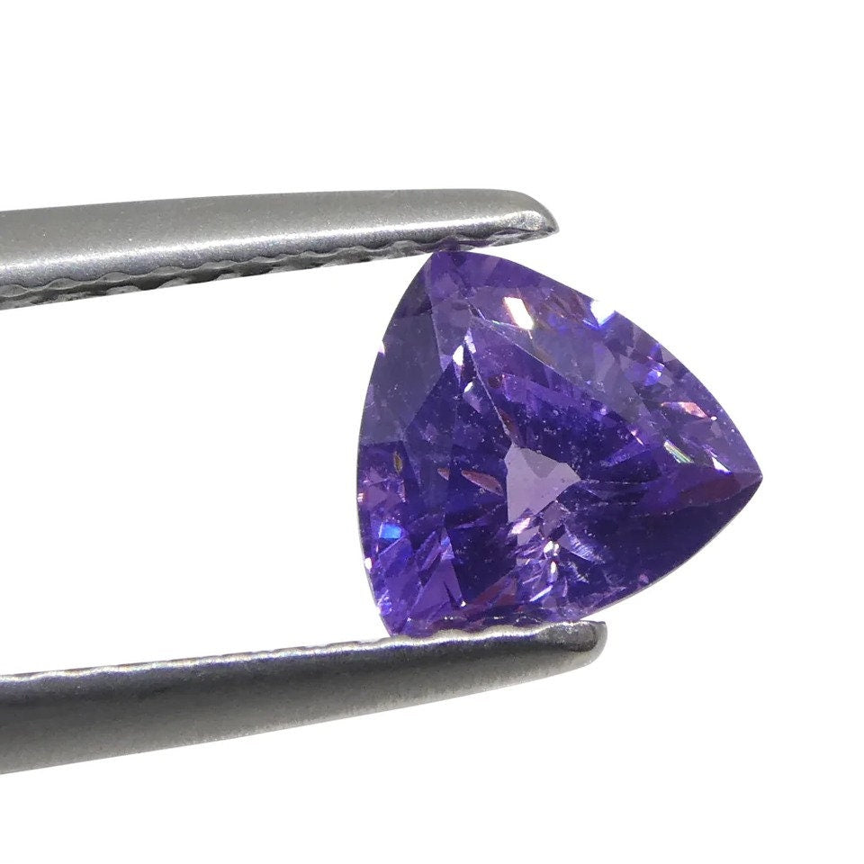 IGI Certified 1.44ct Trillion Purple Sapphire from East Africa, Unheated Anniversary Gift For Love