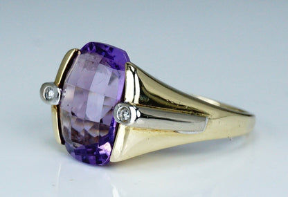 Natural Certified 7.25 carat Amethyst Ring 14k yellow Gold Ring Engagement Ring For Love gift