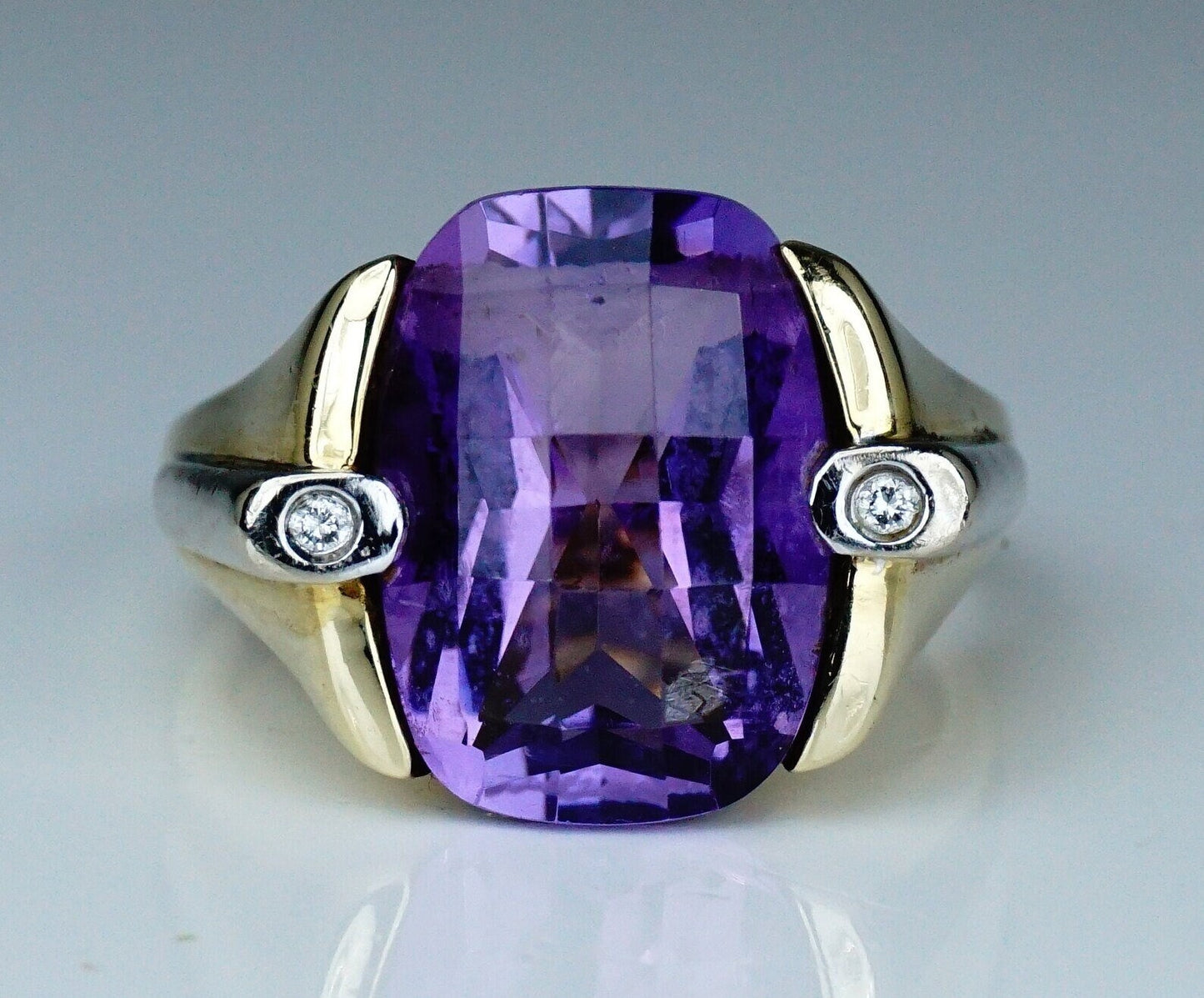 Natural Certified 7.25 carat Amethyst Ring 14k yellow Gold Ring Engagement Ring For Love gift