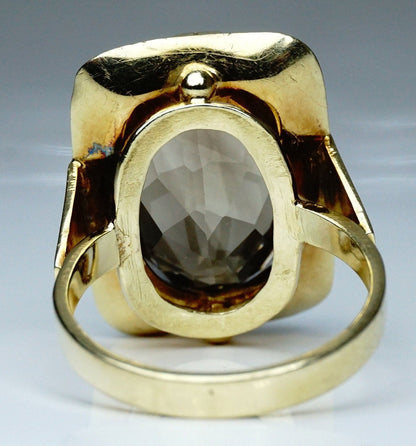 RESERVED for RAQUEL - Mid Century Modernist 14k Yellow Gold Smokey Quartz Ring Anniversary Gift For Love