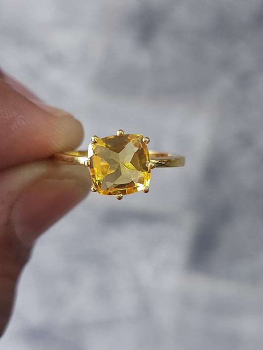 6.50 carat yellow sapphire engagement ring, large gemstone engagement ring, Yellow sapphire  ring  Valentine Gift for women