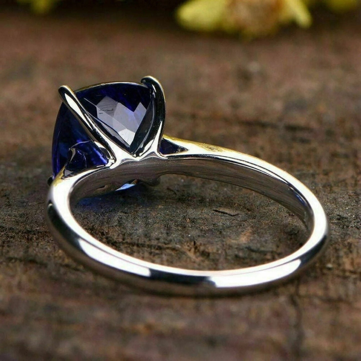 Natural Blue Sapphire Cushion Cut 5.25 Carat Ring, 925 Sterling Silver, Handmade Ring For Men And Woman, Christmas Gift.