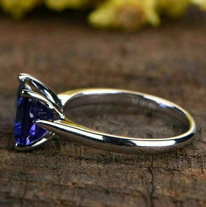 Natural Blue Sapphire Cushion Cut 5.25 Carat Ring, 925 Sterling Silver, Handmade Ring For Men And Woman, Christmas Gift.