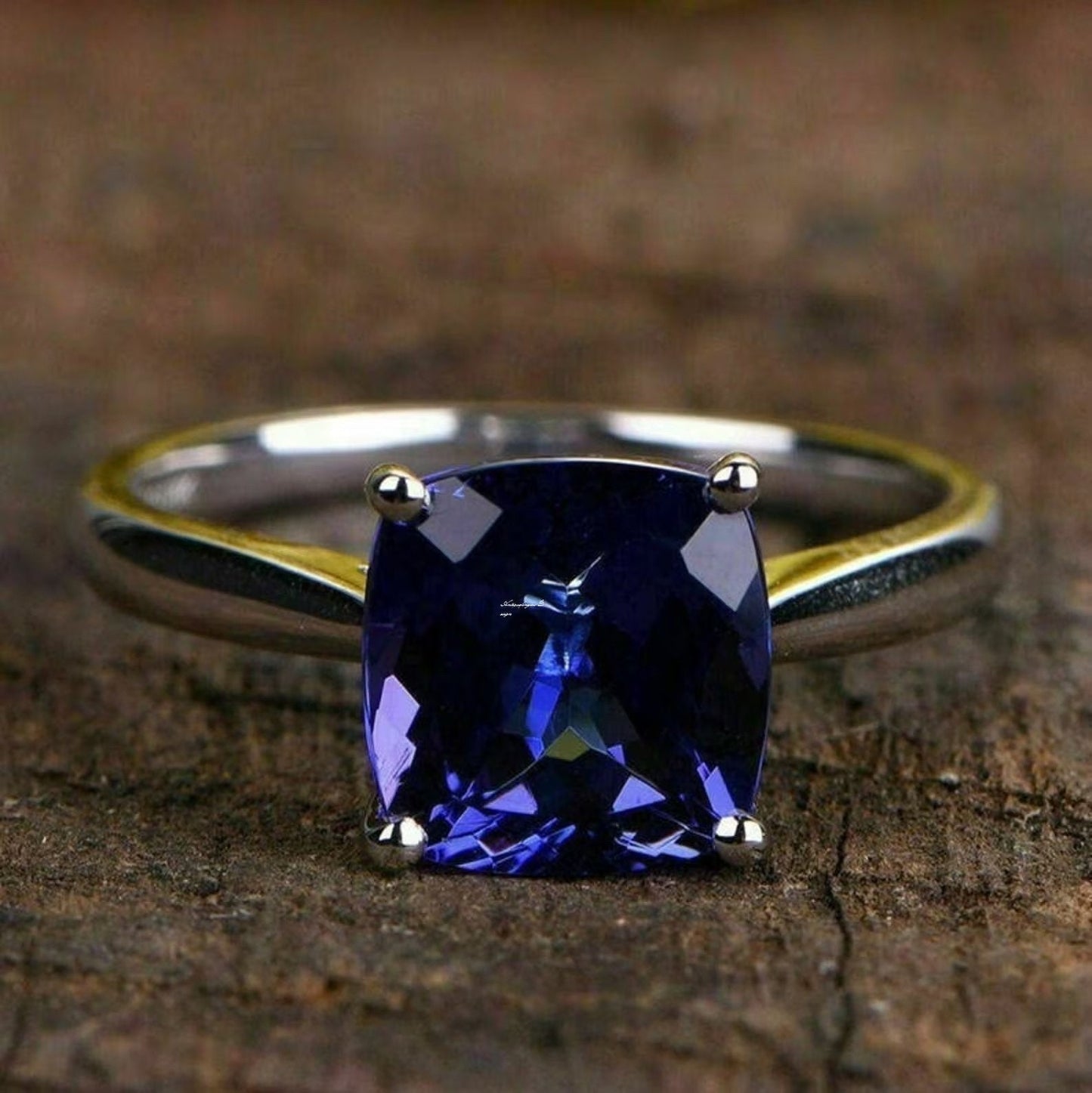 Natural Blue Sapphire Cushion Cut 5.25 Carat Ring, 925 Sterling Silver, Handmade Ring For Men And Woman, Christmas Gift.