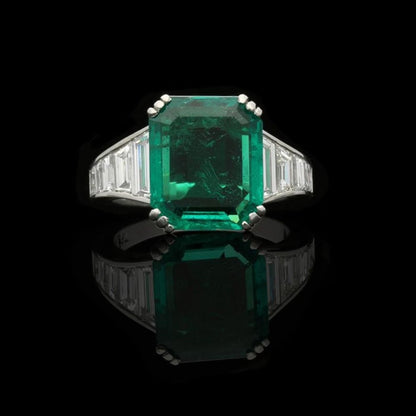 IGI Certified Gemstone Emerald cut Emerald engagement ring in 18k white Gold Ring Colombia Emerald Anniversary Gift