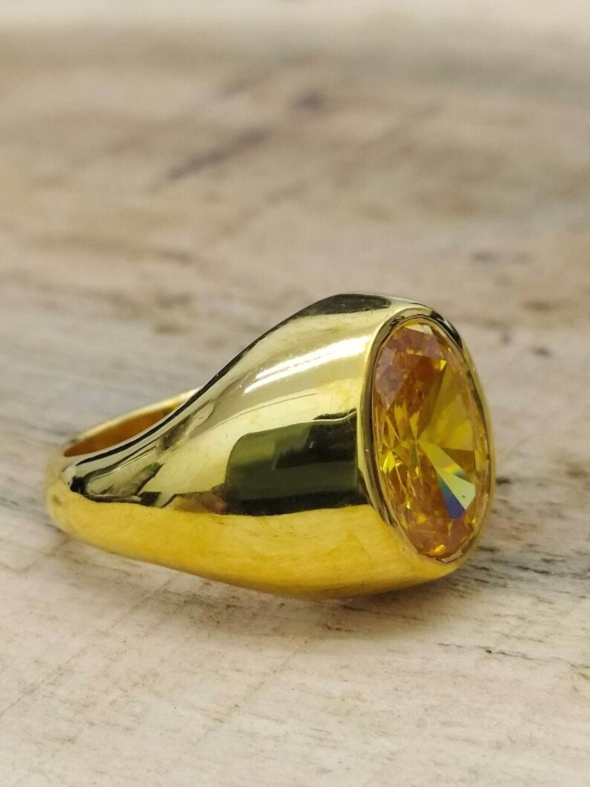 Natural Certified 5.25 carat Yellow Sapphire / Pukhraj Panchadhatu Rashi Ratan Astrological Purpose Ring Handmade Ring For Men's