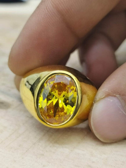 Natural Certified 5.25 carat Yellow Sapphire / Pukhraj Panchadhatu Rashi Ratan Astrological Purpose Ring Handmade Ring For Men's