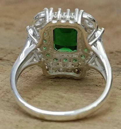 Natural Certified Zambia Emerald 6.25 Carat Ring, 18k White Gold Ring, Handmade Ring Gift For Love