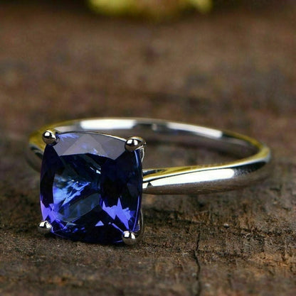 Natural Blue Sapphire Cushion Cut 5.25 Carat Ring, 925 Sterling Silver, Handmade Ring For Men And Woman, Christmas Gift.