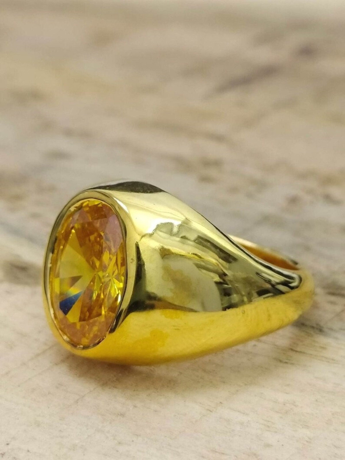 Natural Certified 5.25 carat Yellow Sapphire / Pukhraj Panchadhatu Rashi Ratan Astrological Purpose Ring Handmade Ring For Men's