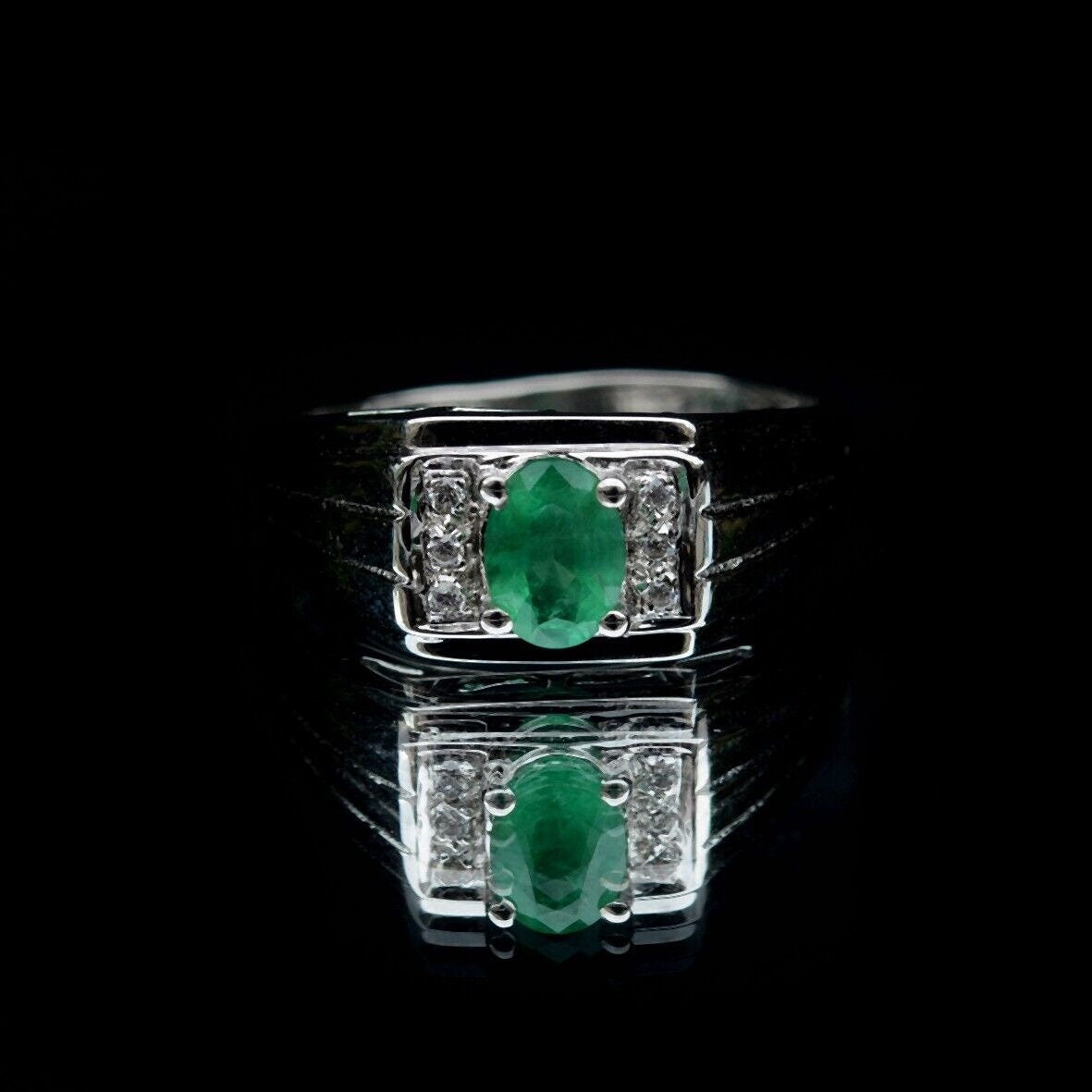 1.75ct Natural Untreated Green Emerald Zambia 925 Silver Ring Gift For Love