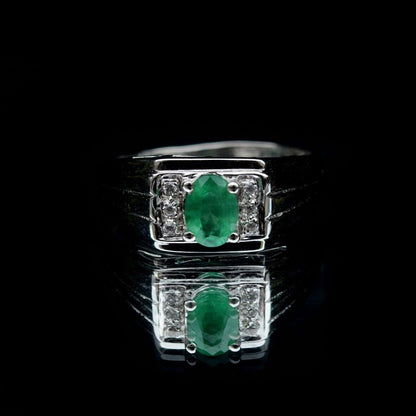 1.75ct Natural Untreated Green Emerald Zambia 925 Silver Ring Gift For Love