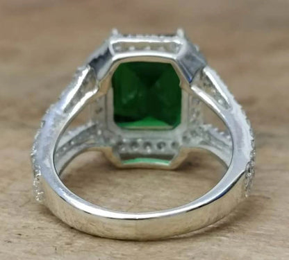 Exceptional 6.2 Ctw Vivid Green Colombian Emerald & Diamond 18k White Gold Ring Minor Muzo Statement Cocktail Engagement