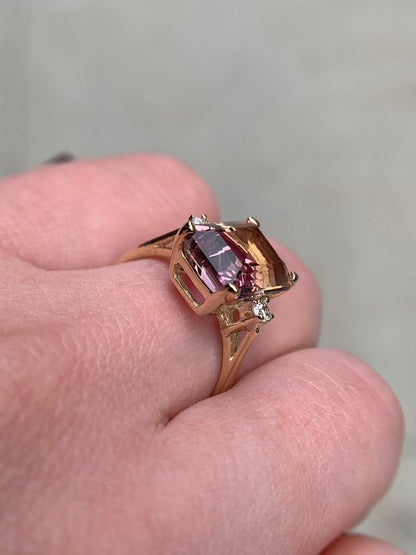 Natural Flawless 4.5 Ct Ametrine & Diamond Ring 14k Yellow Gold Cocktail, Statement, Anniversary, Engagement Stunning Ring