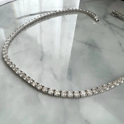 30 Carat Diamond Tennis Necklace, Big Lab Diamond Tennis Necklace, Top Quality Lab Diamond Tennis Chain For Women 14K White gold