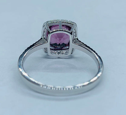 Gorgeous 3 Carat Lavender Pink VS Spinel & Diamond Halo Ring 14k White Gold gift For Love