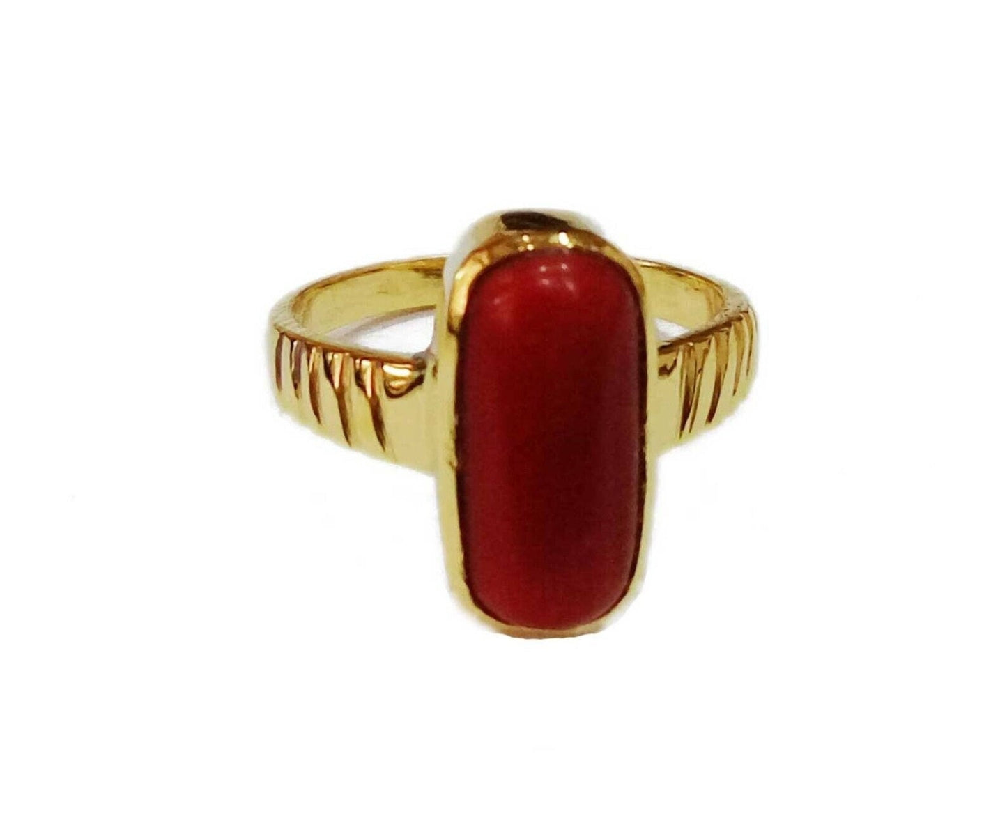 Panchdhatu Red Coral Ring/Moonga 7.25 Ct. Gemstone Unisex Ring For Astrology Purpose, Birthstone jewelry Ring for gift