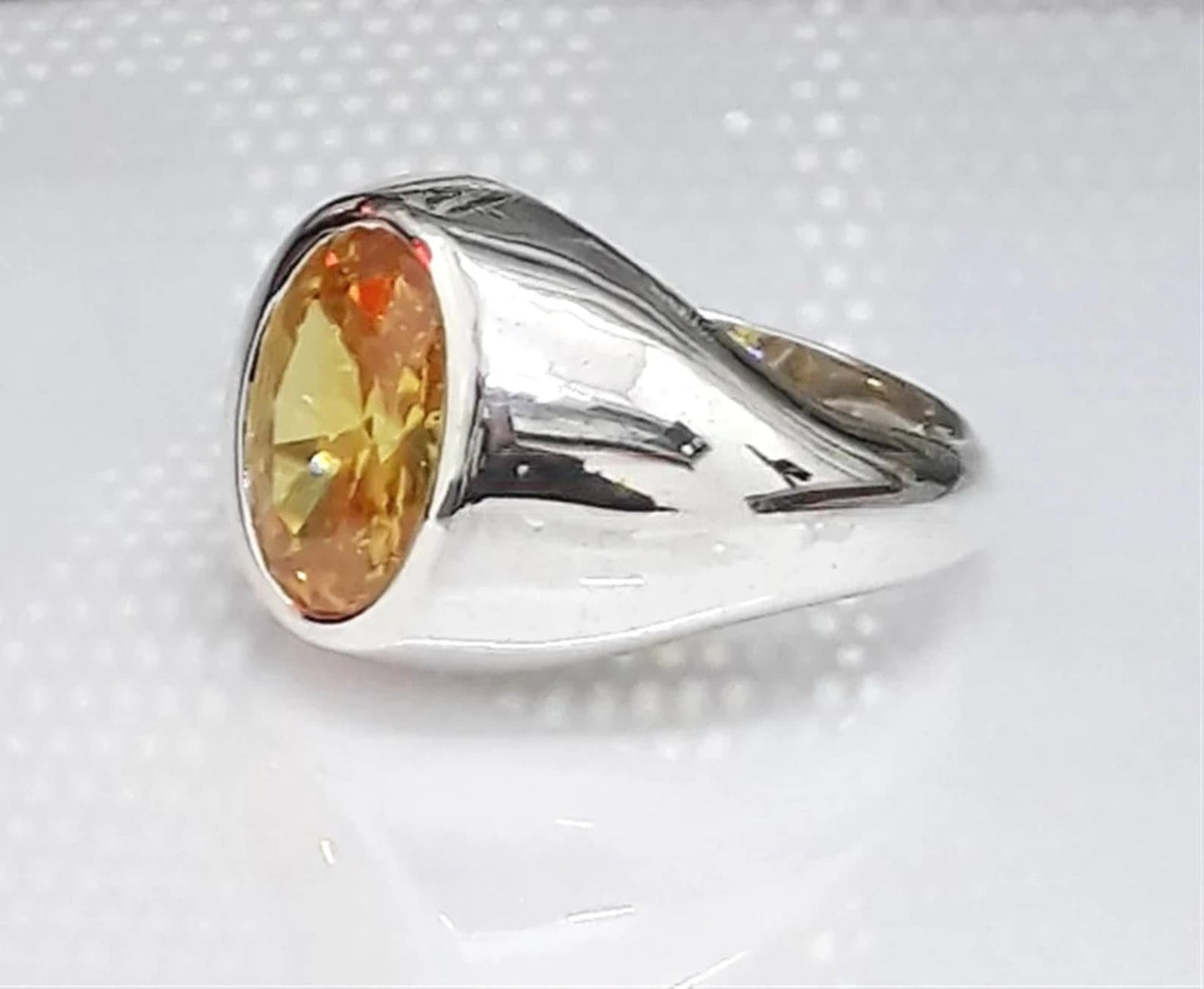 6.50 Carat Natural Yellow Sapphire Ring Solid Silver Ring-Men Ring-Yellow Gemstone Ring-Birthstone Rings for Unisex-Anniversary Gift