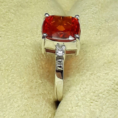 Natural padparadscha sapphire ring Summer sunset orange ring Sunset Color Anastasia Sapphire silver ring fine jewelry