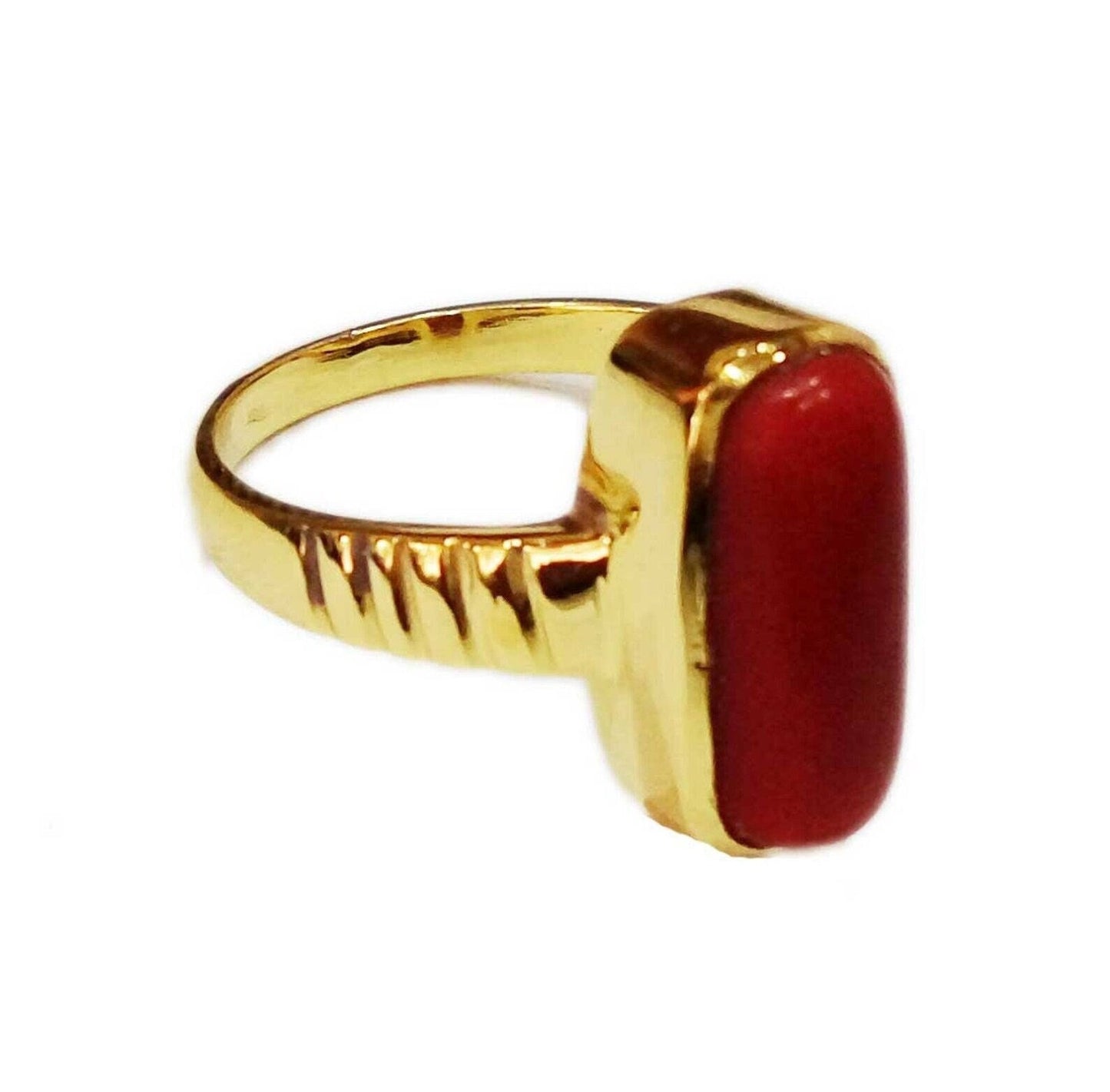 Panchdhatu Red Coral Ring/Moonga 7.25 Ct. Gemstone Unisex Ring For Astrology Purpose, Birthstone jewelry Ring for gift