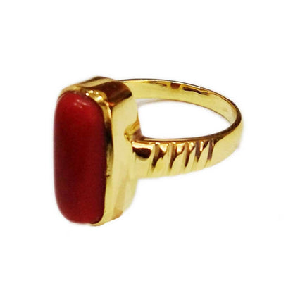 Panchdhatu Red Coral Ring/Moonga 7.25 Ct. Gemstone Unisex Ring For Astrology Purpose, Birthstone jewelry Ring for gift