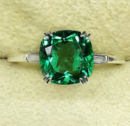 Tsavorite Ring Cushion Shape Gemstone Handmade Jewelry For Woman Or Girls Beautiful Design Birthstone Amazing clarity engagement anniversary