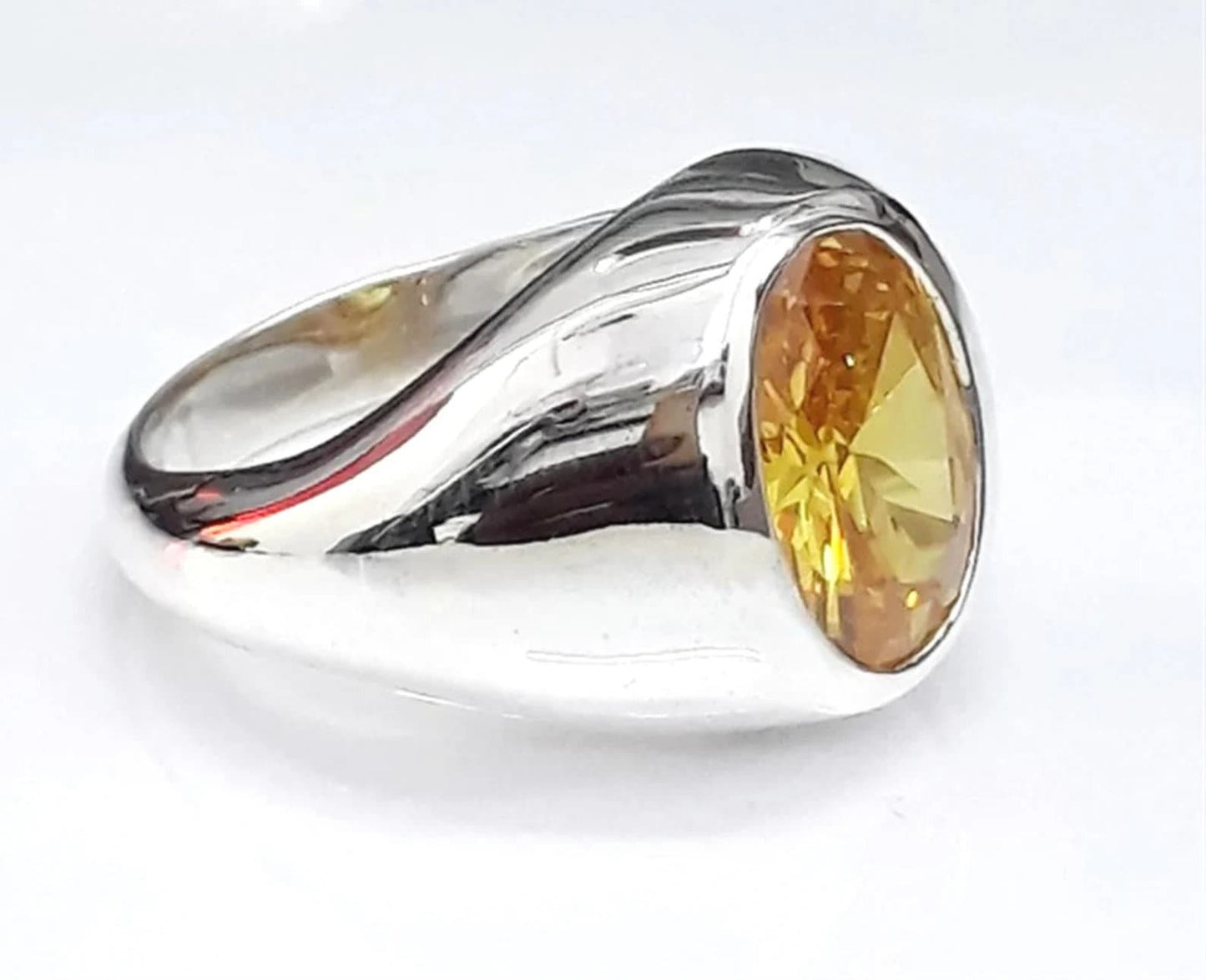 6.50 Carat Natural Yellow Sapphire Ring Solid Silver Ring-Men Ring-Yellow Gemstone Ring-Birthstone Rings for Unisex-Anniversary Gift