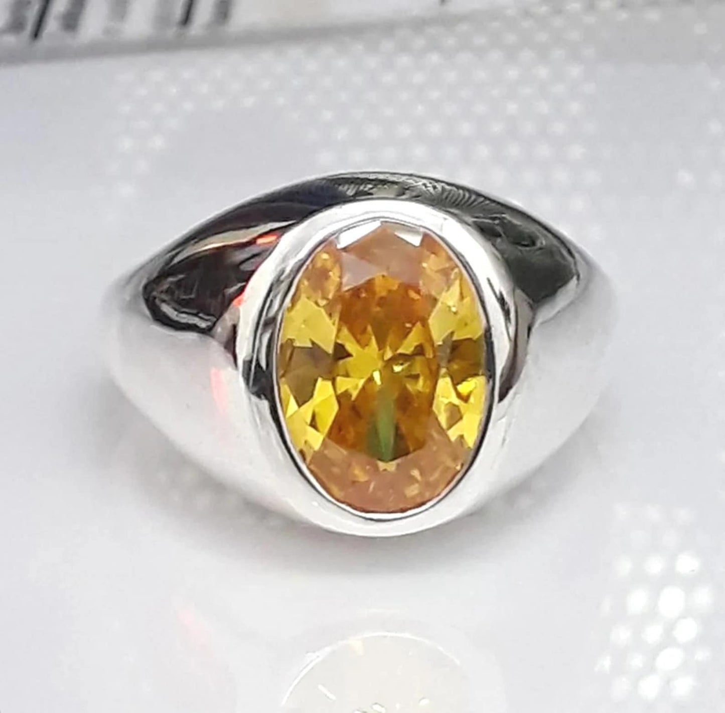 6.50 Carat Natural Yellow Sapphire Ring Solid Silver Ring-Men Ring-Yellow Gemstone Ring-Birthstone Rings for Unisex-Anniversary Gift